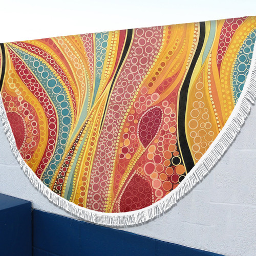 Australia Aboriginal Beach Blanket - Indigenous Aboriginal Art Dot Color Beach Blanket Australia Aboriginal Beach Blanket - Indigenous Aboriginal Art Dot Color Beach Blanket