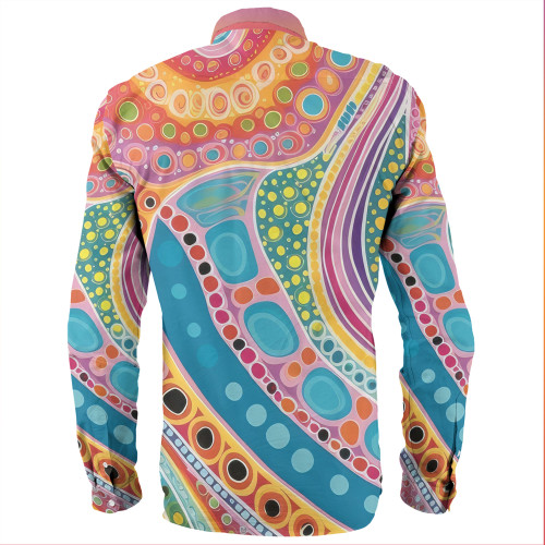 Australia Aboriginal Long Sleeve Shirts - Aboriginal Colourful Dots Art Inspired Long Sleeve Shirts Australia Aboriginal Long Sleeve Shirts - Aboriginal Colourful Dots Art Inspired Long Sleeve Shirts