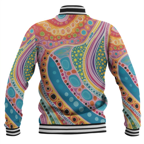 Australia Aboriginal Baseball Jacket - Aboriginal Colourful Dots Art Inspired Baseball Jacket Australia Aboriginal Baseball Jacket - Aboriginal Colourful Dots Art Inspired Baseball Jacket
