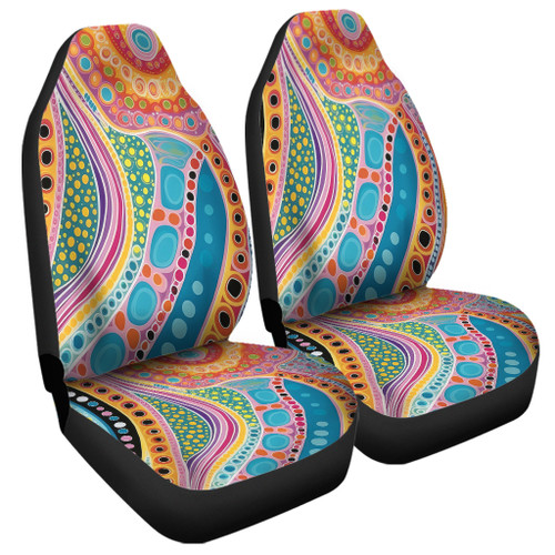 Australia Aboriginal Car Seat Covers - Aboriginal Colourful Dots Art Inspired Car Seat Covers Australia Aboriginal Car Seat Covers - Aboriginal Colourful Dots Art Inspired Car Seat Covers