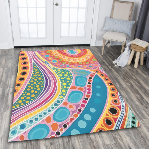Australia Aboriginal Area Rug - Aboriginal Colourful Dots Art Inspired Area Rug Australia Aboriginal Area Rug - Aboriginal Colourful Dots Art Inspired Area Rug