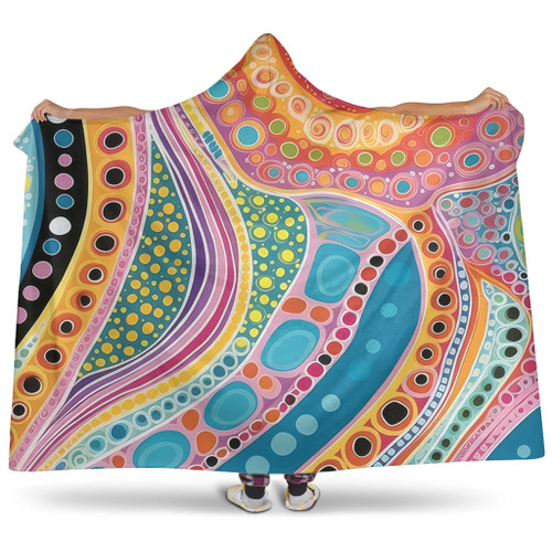 Australia Aboriginal Hooded Blanket - Aboriginal Colourful Dots Art Inspired Hooded Blanket Australia Aboriginal Hooded Blanket - Aboriginal Colourful Dots Art Inspired Hooded Blanket