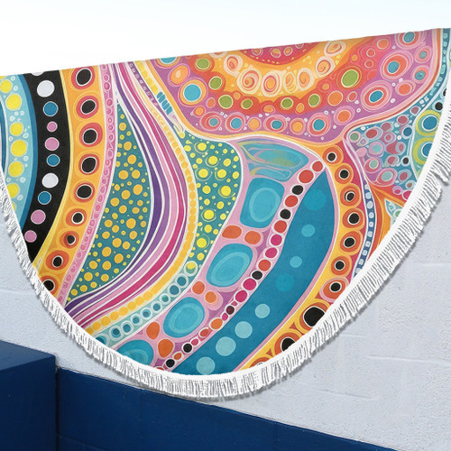 Australia Aboriginal Beach Blanket - Aboriginal Colourful Dots Art Inspired Beach Blanket Australia Aboriginal Beach Blanket - Aboriginal Colourful Dots Art Inspired Beach Blanket
