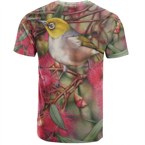 Australia Silvereye T-shirt - Silvereye and Gum Blossom T-shirt