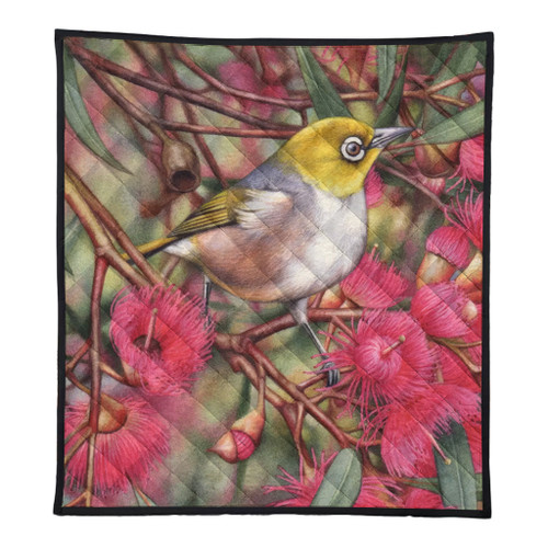 Australia Silvereye Quilt - Silvereye and Gum Blossom Quilt Australia Silvereye Quilt - Silvereye and Gum Blossom Quilt
