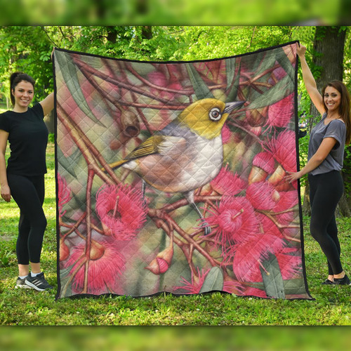 Australia Silvereye Quilt - Silvereye and Gum Blossom Quilt Australia Silvereye Quilt - Silvereye and Gum Blossom Quilt