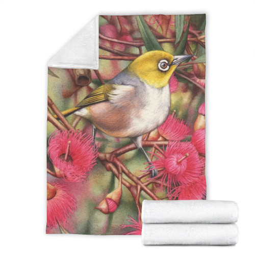 Australia Silvereye Blanket - Silvereye and Gum Blossom Blanket Australia Silvereye Blanket - Silvereye and Gum Blossom Blanket