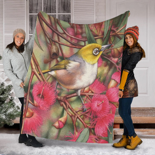 Australia Silvereye Blanket - Silvereye and Gum Blossom Blanket Australia Silvereye Blanket - Silvereye and Gum Blossom Blanket