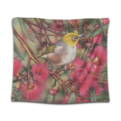Australia Silvereye Tapestry - Silvereye and Gum Blossom Tapestry Australia Silvereye Tapestry - Silvereye and Gum Blossom Tapestry