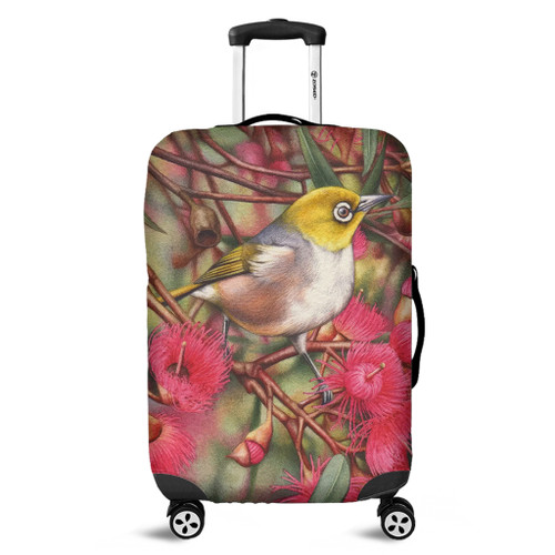 Australia Silvereye Luggage Cover - Silvereye and Gum Blossom Luggage Cover Australia Silvereye Luggage Cover - Silvereye and Gum Blossom Luggage Cover