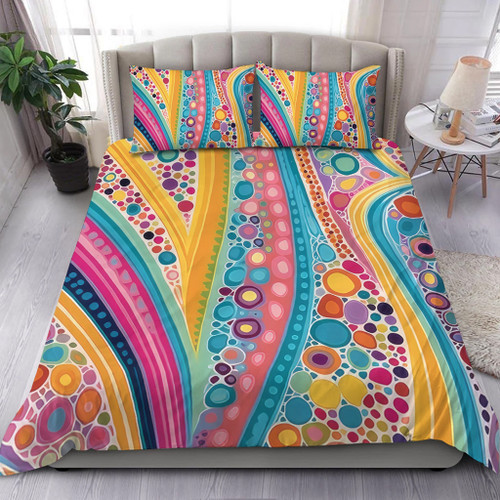 Australia Aboriginal Bedding Set - Aboriginal Colourful Dots Inspired Bedding Set