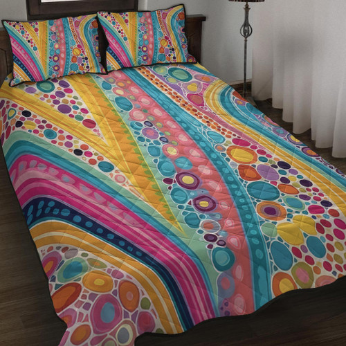 Australia Aboriginal Quilt Bed Set - Aboriginal Colourful Dots Inspired Quilt Bed Set