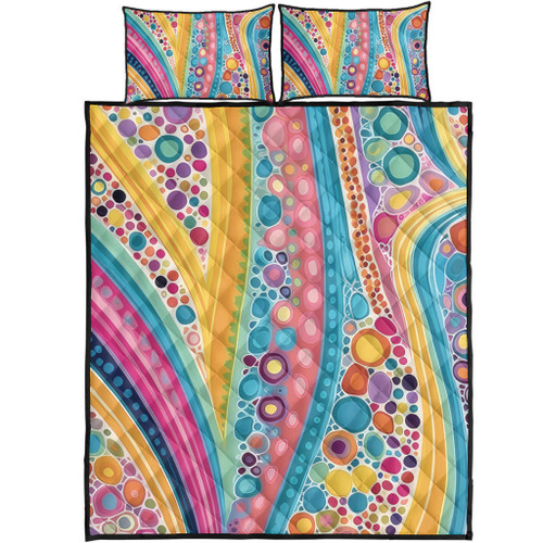 Australia Aboriginal Quilt Bed Set - Aboriginal Colourful Dots Inspired Quilt Bed Set Australia Aboriginal Quilt Bed Set - Aboriginal Colourful Dots Inspired Quilt Bed Set