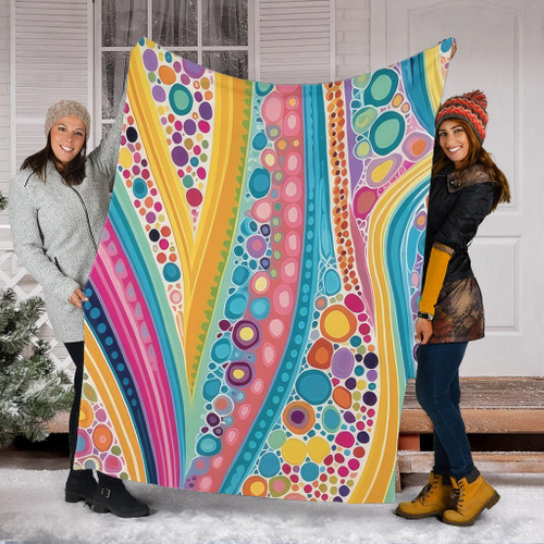 Australia Aboriginal Blanket - Aboriginal Colourful Dots Inspired Blanket
