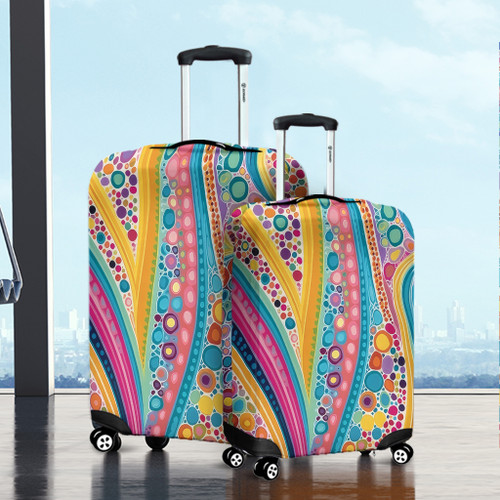 Australia Aboriginal Luggage Cover - Aboriginal Colourful Dots Inspired Luggage Cover