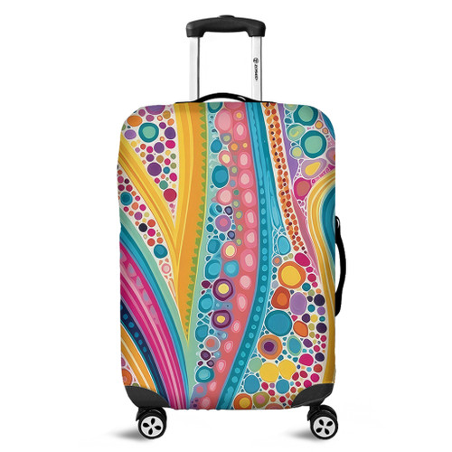 Australia Aboriginal Luggage Cover - Aboriginal Colourful Dots Inspired Luggage Cover Australia Aboriginal Luggage Cover - Aboriginal Colourful Dots Inspired Luggage Cover