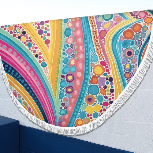 Australia Aboriginal Beach Blanket - Aboriginal Colourful Dots Inspired Beach Blanket