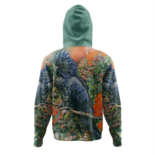 Australia Black Cockatoo  Hoodie - Black Cockatoo and Flowering Gum Hoodie Australia Black Cockatoo  Hoodie - Black Cockatoo and Flowering Gum Hoodie