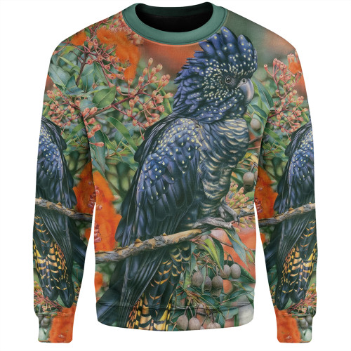 Australia Black Cockatoo  Sweatshirt - Black Cockatoo and Flowering Gum Sweatshirt