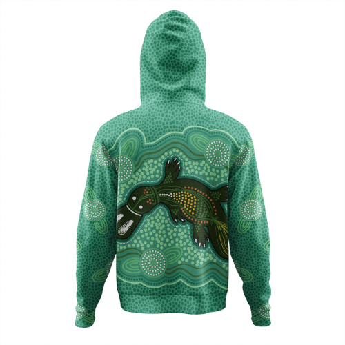 Australia Aboriginal Hoodie - Green Platypus Aboriginal Art Inspired Hoodie Australia Aboriginal Hoodie - Green Platypus Aboriginal Art Inspired Hoodie