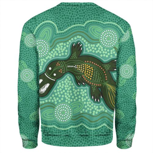 Australia Aboriginal Sweatshirt - Green Platypus Aboriginal Art Inspired Sweatshirt Australia Aboriginal Sweatshirt - Green Platypus Aboriginal Art Inspired Sweatshirt