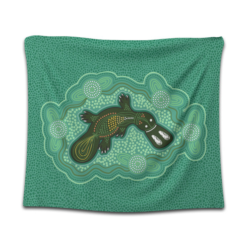 Australia Aboriginal Tapestry - Green Platypus Aboriginal Art Inspired Tapestry Australia Aboriginal Tapestry - Green Platypus Aboriginal Art Inspired Tapestry