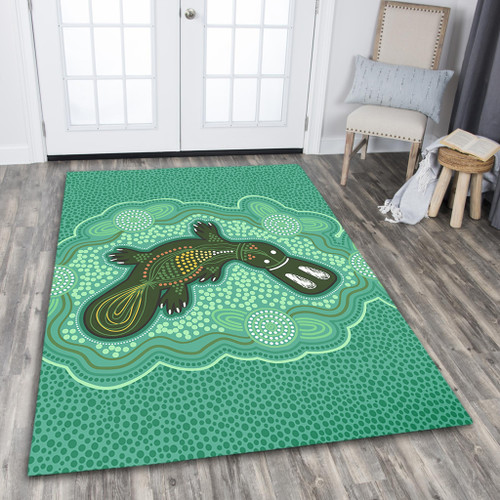 Australia Aboriginal Area Rug - Green Platypus Aboriginal Art Inspired Area Rug Australia Aboriginal Area Rug - Green Platypus Aboriginal Art Inspired Area Rug