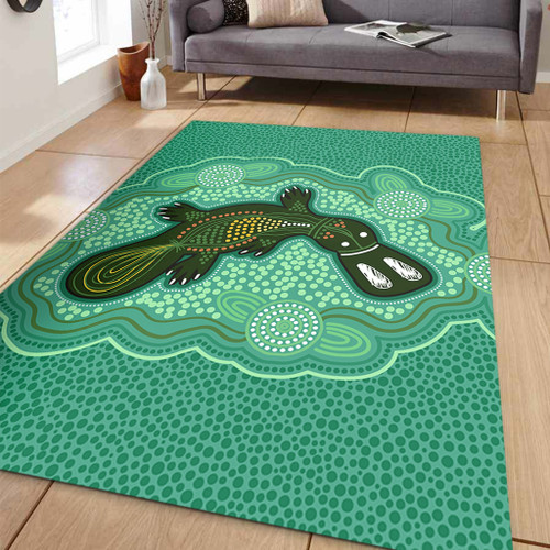 Australia Aboriginal Area Rug - Green Platypus Aboriginal Art Inspired Area Rug Australia Aboriginal Area Rug - Green Platypus Aboriginal Art Inspired Area Rug