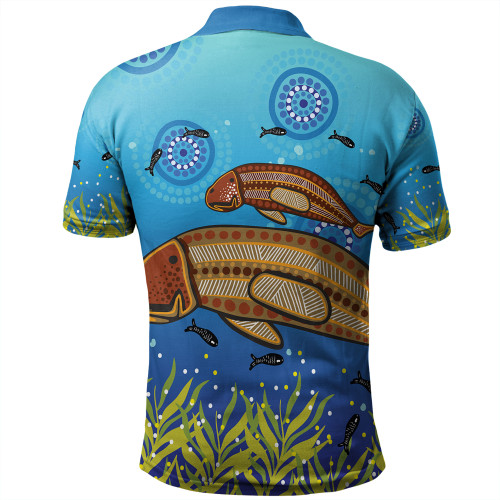 Australia Aboriginal Polo Shirt - Mother And Baby Dugong Aboriginal Art Inspired Polo Shirt Australia Aboriginal Polo Shirt - Mother And Baby Dugong Aboriginal Art Inspired Polo Shirt