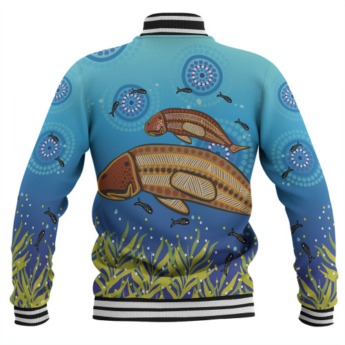 Australia Aboriginal Baseball Jacket - Mother And Baby Dugong Aboriginal Art Inspired Baseball Jacket Australia Aboriginal Baseball Jacket - Mother And Baby Dugong Aboriginal Art Inspired Baseball Jacket