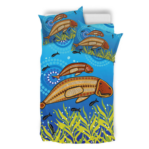 Australia Aboriginal Bedding Set - Mother And Baby Dugong Aboriginal Art Inspired Bedding Set Australia Aboriginal Bedding Set - Mother And Baby Dugong Aboriginal Art Inspired Bedding Set