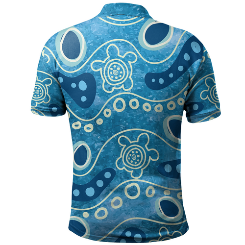 Australia Aboriginal Polo Shirt - River With Aboriginal Dot Art Inspired Polo Shirt Australia Aboriginal Polo Shirt - River With Aboriginal Dot Art Inspired Polo Shirt