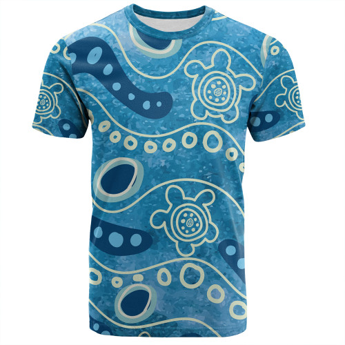 Australia Aboriginal T-shirt - River With Aboriginal Dot Art Inspired T-shirt