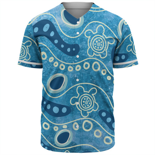 Australia Aboriginal Baseball Shirt - River With Aboriginal Dot Art Inspired Baseball Shirt