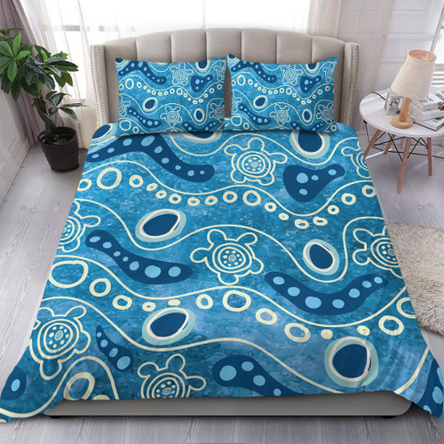 Australia Aboriginal Bedding Set - River With Aboriginal Dot Art Inspired Bedding Set