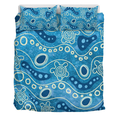 Australia Aboriginal Bedding Set - River With Aboriginal Dot Art Inspired Bedding Set Australia Aboriginal Bedding Set - River With Aboriginal Dot Art Inspired Bedding Set