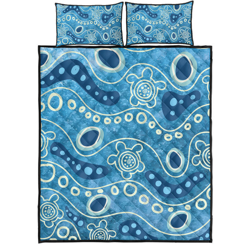 Australia Aboriginal Quilt Bed Set - River With Aboriginal Dot Art Inspired Quilt Bed Set Australia Aboriginal Quilt Bed Set - River With Aboriginal Dot Art Inspired Quilt Bed Set
