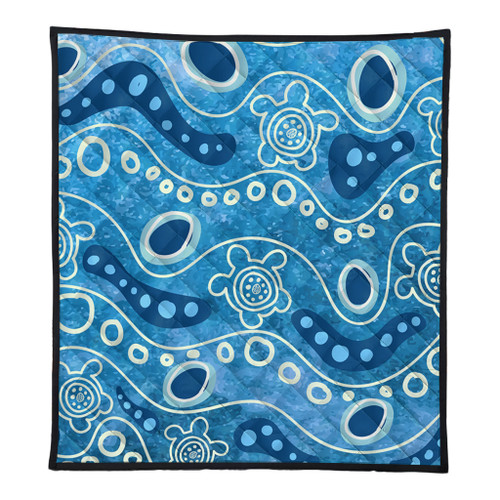 Australia Aboriginal Quilt - River With Aboriginal Dot Art Inspired Quilt Australia Aboriginal Quilt - River With Aboriginal Dot Art Inspired Quilt