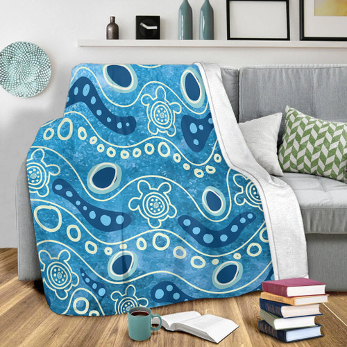 Australia Aboriginal Blanket - River With Aboriginal Dot Art Inspired Blanket Australia Aboriginal Blanket - River With Aboriginal Dot Art Inspired Blanket