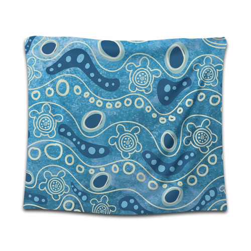 Australia Aboriginal Tapestry - River With Aboriginal Dot Art Inspired Tapestry Australia Aboriginal Tapestry - River With Aboriginal Dot Art Inspired Tapestry