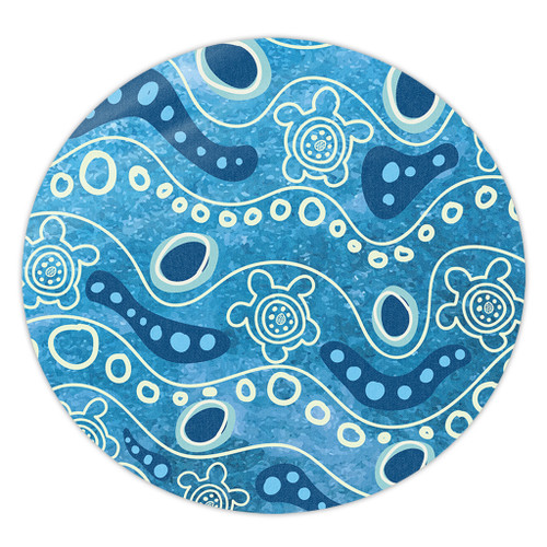 Australia Aboriginal Round Rug - River With Aboriginal Dot Art Inspired Round Rug