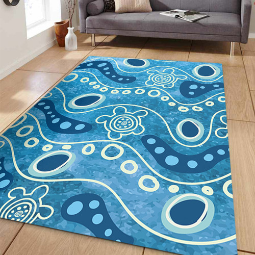 Australia Aboriginal Area Rug - River With Aboriginal Dot Art Inspired Area Rug