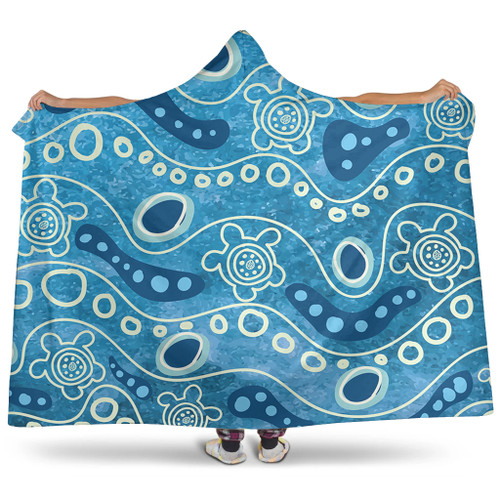 Australia Aboriginal Hooded Blanket - River With Aboriginal Dot Art Inspired Hooded Blanket Australia Aboriginal Hooded Blanket - River With Aboriginal Dot Art Inspired Hooded Blanket