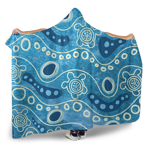 Australia Aboriginal Hooded Blanket - River With Aboriginal Dot Art Inspired Hooded Blanket Australia Aboriginal Hooded Blanket - River With Aboriginal Dot Art Inspired Hooded Blanket