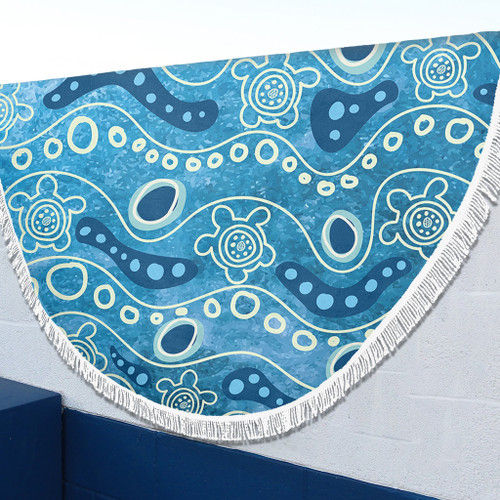 Australia Aboriginal Beach Blanket - River With Aboriginal Dot Art Inspired Beach Blanket Australia Aboriginal Beach Blanket - River With Aboriginal Dot Art Inspired Beach Blanket