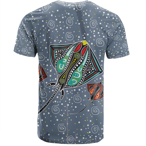 Australia Aboriginal T-shirt - Stingray Art In Aboriginal Dot Style Inspired T-shirt Australia Aboriginal T-shirt - Stingray Art In Aboriginal Dot Style Inspired T-shirt