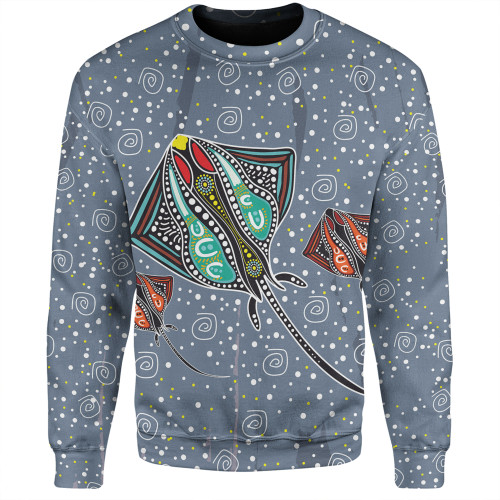 Australia Aboriginal Sweatshirt - Stingray Art In Aboriginal Dot Style Inspired Sweatshirt