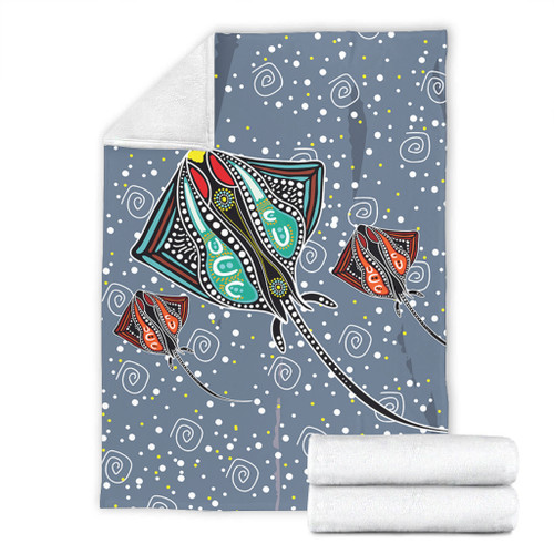 Australia Aboriginal Blanket - Stingray Art In Aboriginal Dot Style Inspired Blanket Australia Aboriginal Blanket - Stingray Art In Aboriginal Dot Style Inspired Blanket