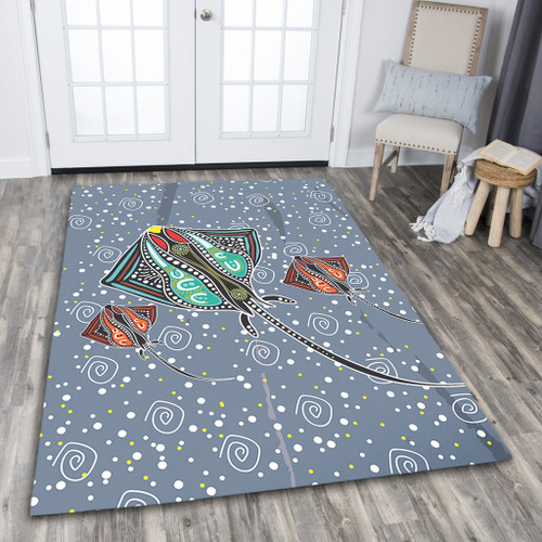 Australia Aboriginal Area Rug - Stingray Art In Aboriginal Dot Style Inspired Area Rug Australia Aboriginal Area Rug - Stingray Art In Aboriginal Dot Style Inspired Area Rug