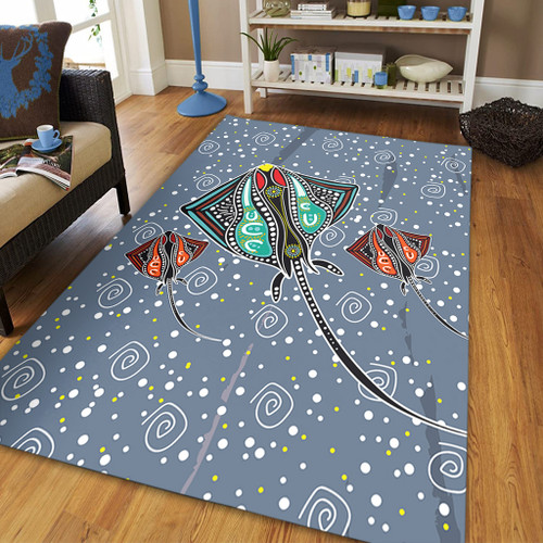 Australia Aboriginal Area Rug - Stingray Art In Aboriginal Dot Style Inspired Area Rug Australia Aboriginal Area Rug - Stingray Art In Aboriginal Dot Style Inspired Area Rug